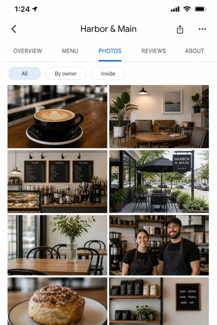 Google Business Profile photo gallery after optimization
